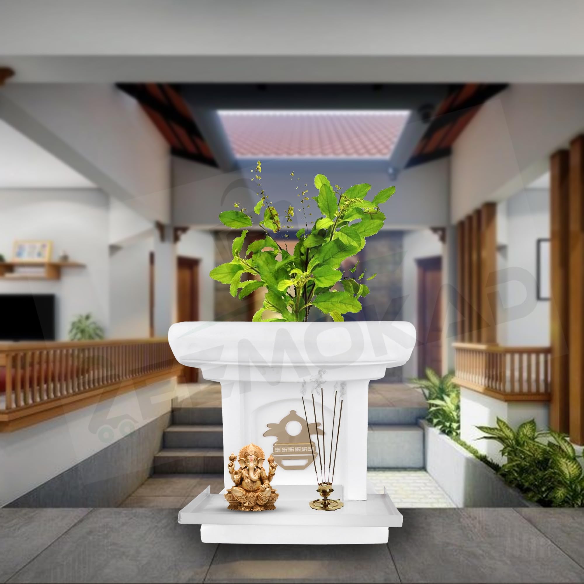 ZEEMOKAD Long Lasting Marbale Look Fiber White Tulsi/Planter Pot Big Size 11x10 Inch Indoor Outdoor use (B0CZDYM8VJ) Amazon Price History, Amazon Price Tracker