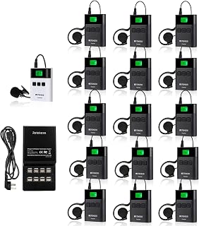 Retekess TT122 Tour Guide System, Church Translation Equipment, One-button Operation, Translation Devices for Court(1 Transmitter 15 Receivers 1 Charging Base)