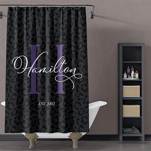 Miniatura 5 de ArtBroz - Cortina de ducha personalizada con monograma, 71 x 74 pulgadas, cortinas de baño de tela impermeable con iniciales con monograma,