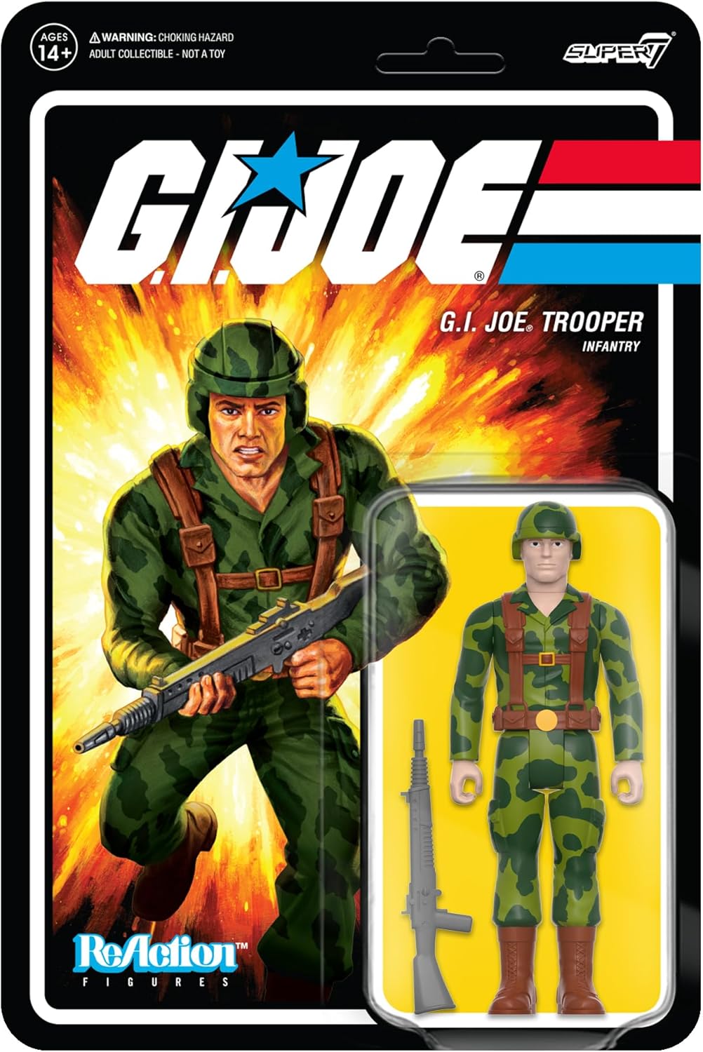 Super7 G.I. Joe Trooper (Clean-Shaven/Pink) - 3.75" G.I. Joe Action Figure with Accessory Classic Cartoon Collectibles and Retro Toys