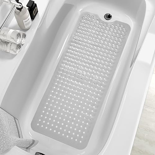 Miniatura 9 de ZHICHENG - Alfombrilla de bañera y ducha, antideslizante de 39 x 16 pulgadas extralarga, apta para lavado a máquina con agujeros de drenaje