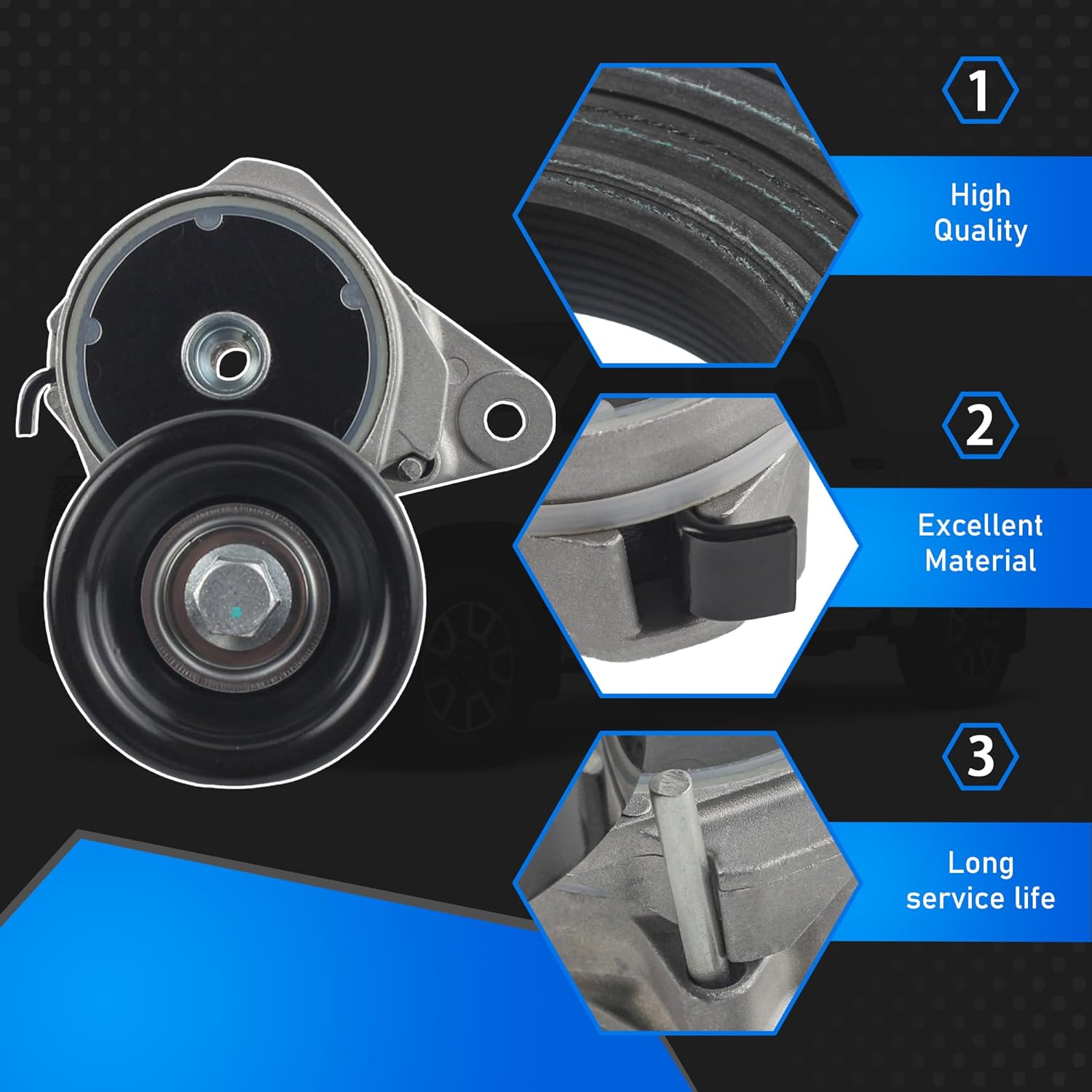 Serpentine Drive Belt Tensioner Kit Set and Idler Pulley Compatible with 2007-2018 Toyota Land Cruiser Sequoia Tundra 2008-2018 Lexus GX460 LX570 Replaces 89378 39185 36370 8PK2415