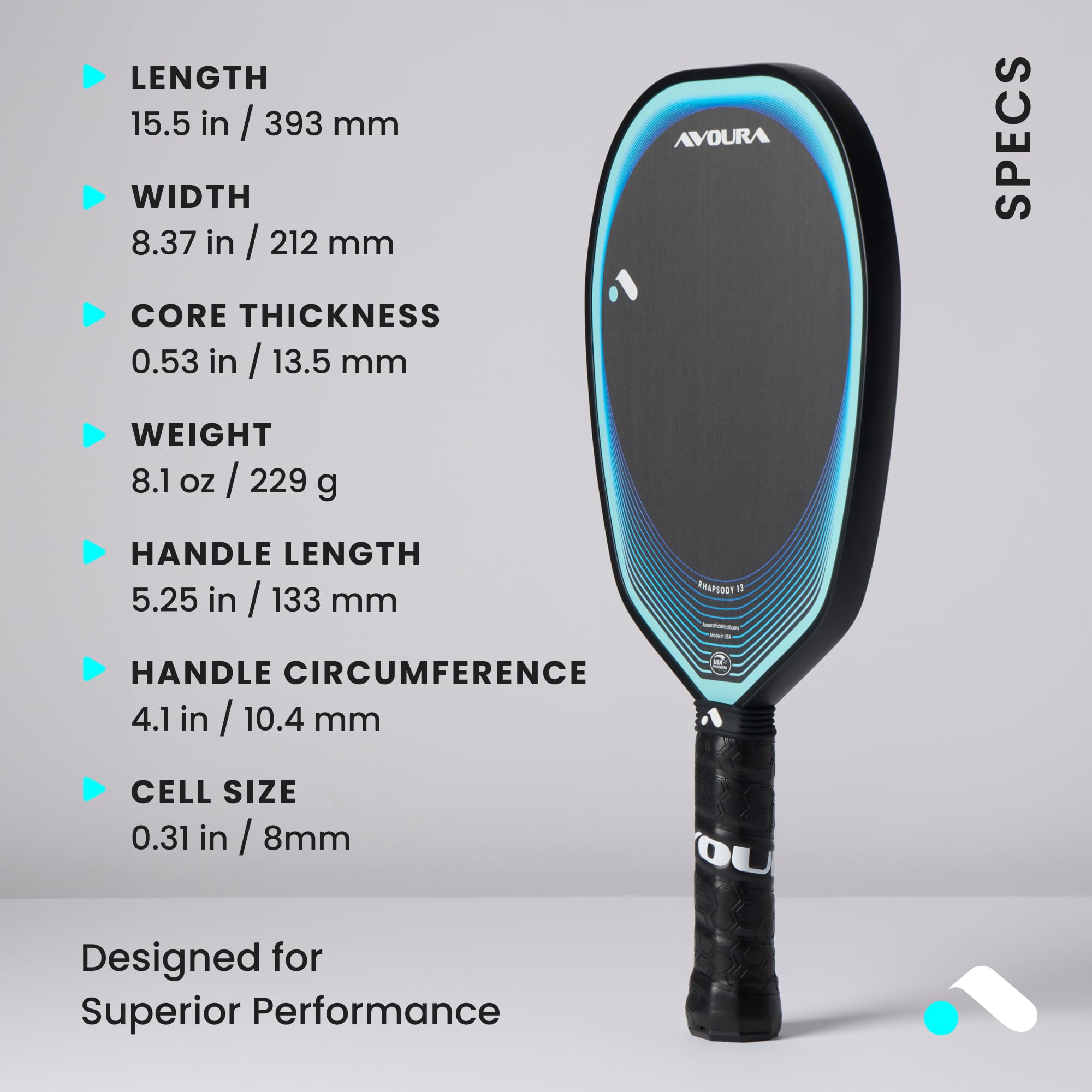 Amazon.com: Avoura Rhapsody 13 Pickleball Paddle, Toray t700