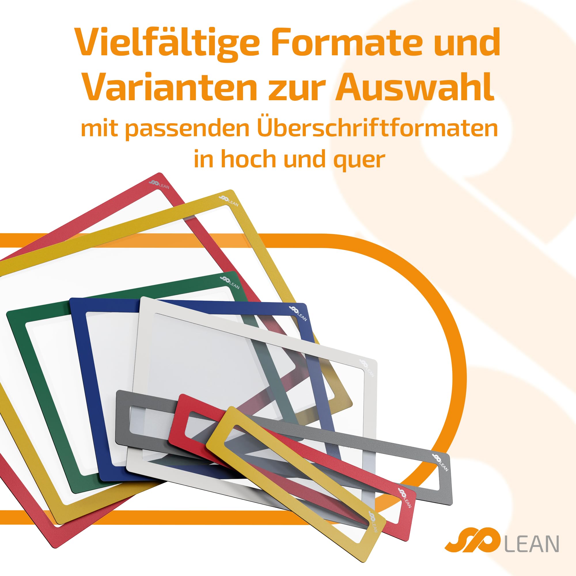 spLEAN 5 Stück Dokumentenhalter klebend mehrfach ablösbar DIN A4, Rahmen, weiß, Aushang aus stabiler Vinyl-Hartfolie Stärke 0,70 mm, Made in Germany