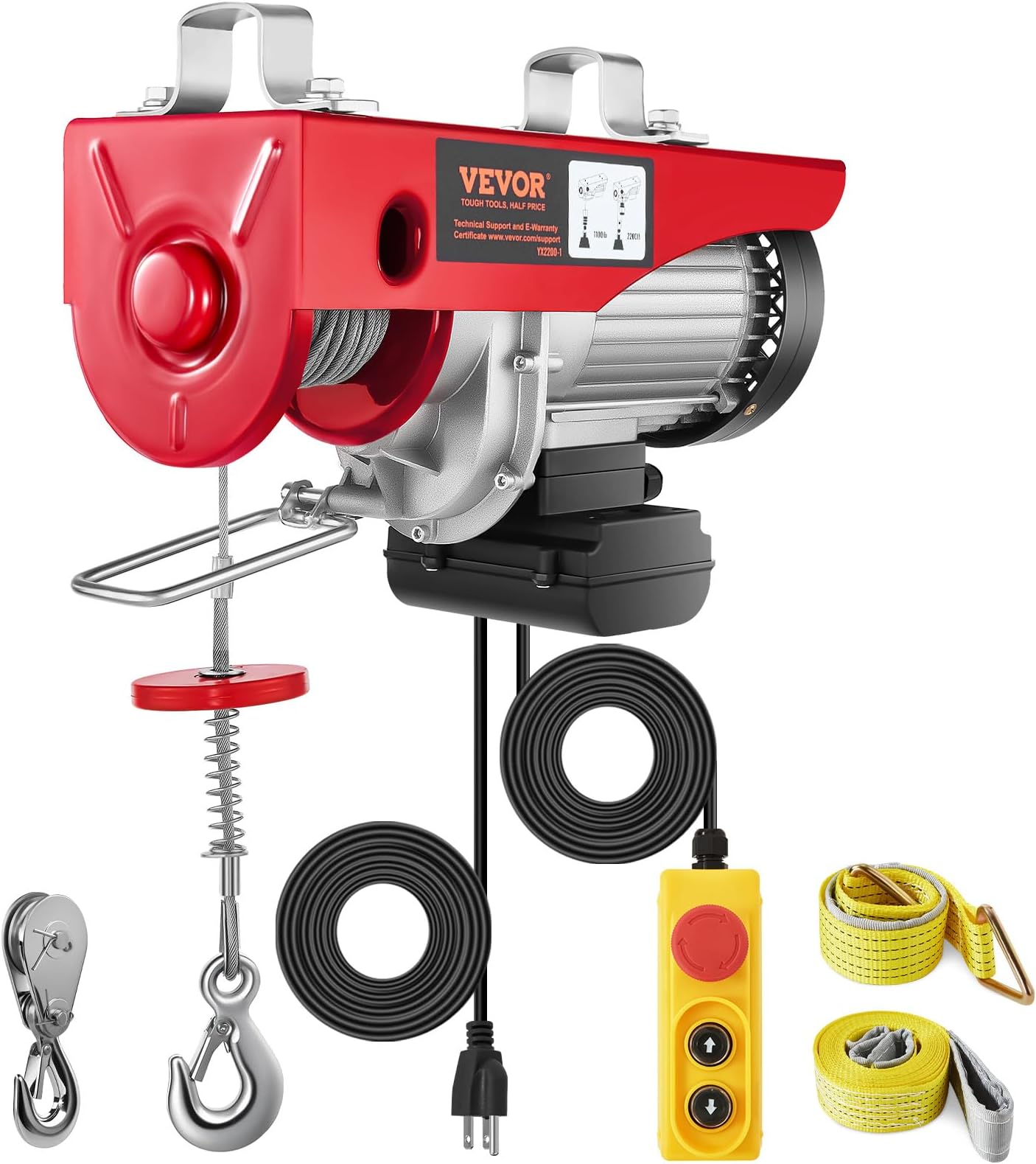 VEVOR 2200lbs Electric Hoist w/14ft Wired Remote Control, 110v Electric Hoist with 40ft Single Cable Lifting Height, for Garage Warehouse Factory Control for Garage, Shop, Hotel, Home