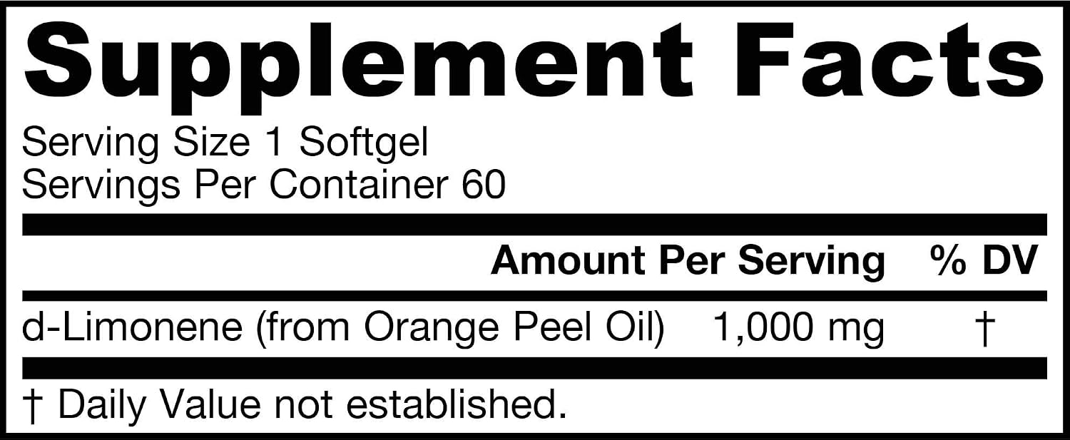 Jarrow Formulas D-Limonene, Stimulates Phase I and Phase II Detoxifying Enzyme Systems As Well As The Overall Immune System*,1000 MG, 60 Softgels