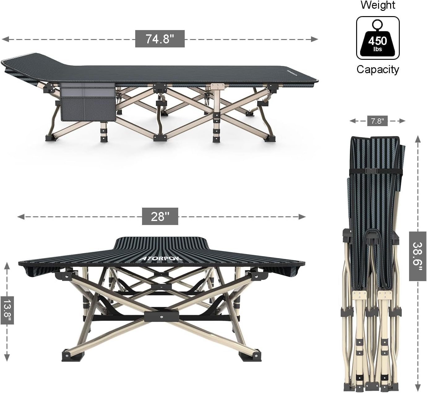 Buy ATORPOK Camping Cot for Adults Comfortable, Tent Folding Cot for