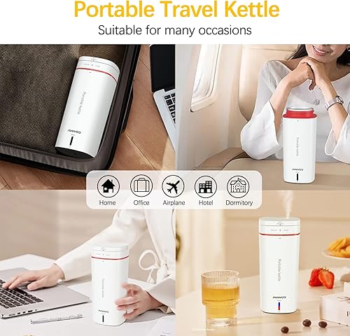 Miniatura 7 de Hervidor eléctrico de viaje, hervidor eléctrico portátil, de acero inoxidable de 11.8 fl oz con protección contra hervir en seco y hervir rápido,