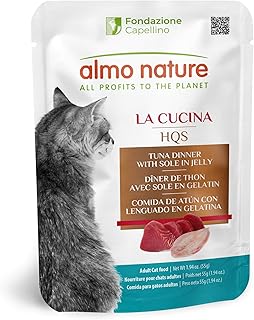 HQS Complete CAT Wet Cat Food Tuna Dinner with Sole in Jelly - Grain-Free Cat Pouch, 1.94 oz (Pack of 12)