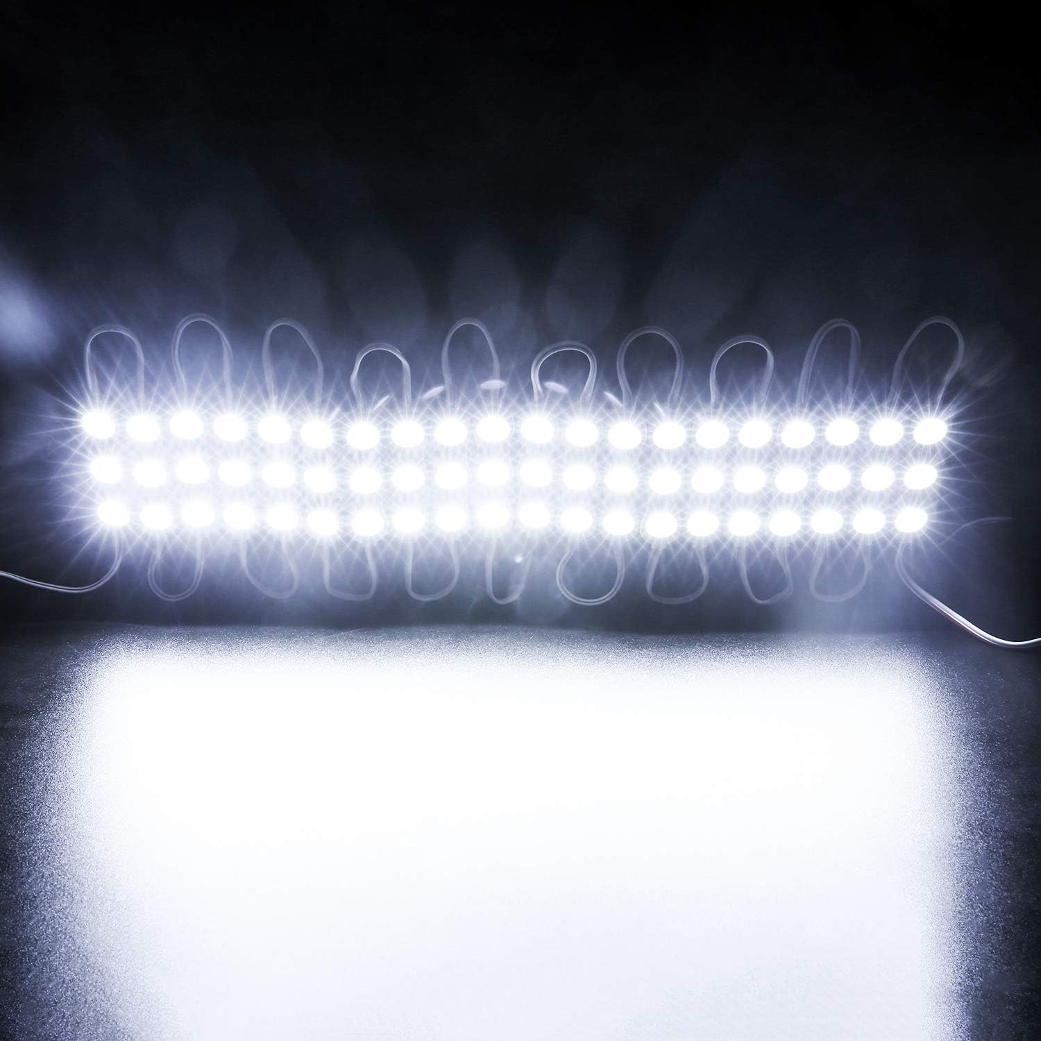 Lulin 100PCS Waterproof Super Bright Led Strip Lights White, 46FT DC12V 3 LED Module for Letter Sign Advertising Sign with Tape Adhesive Backside