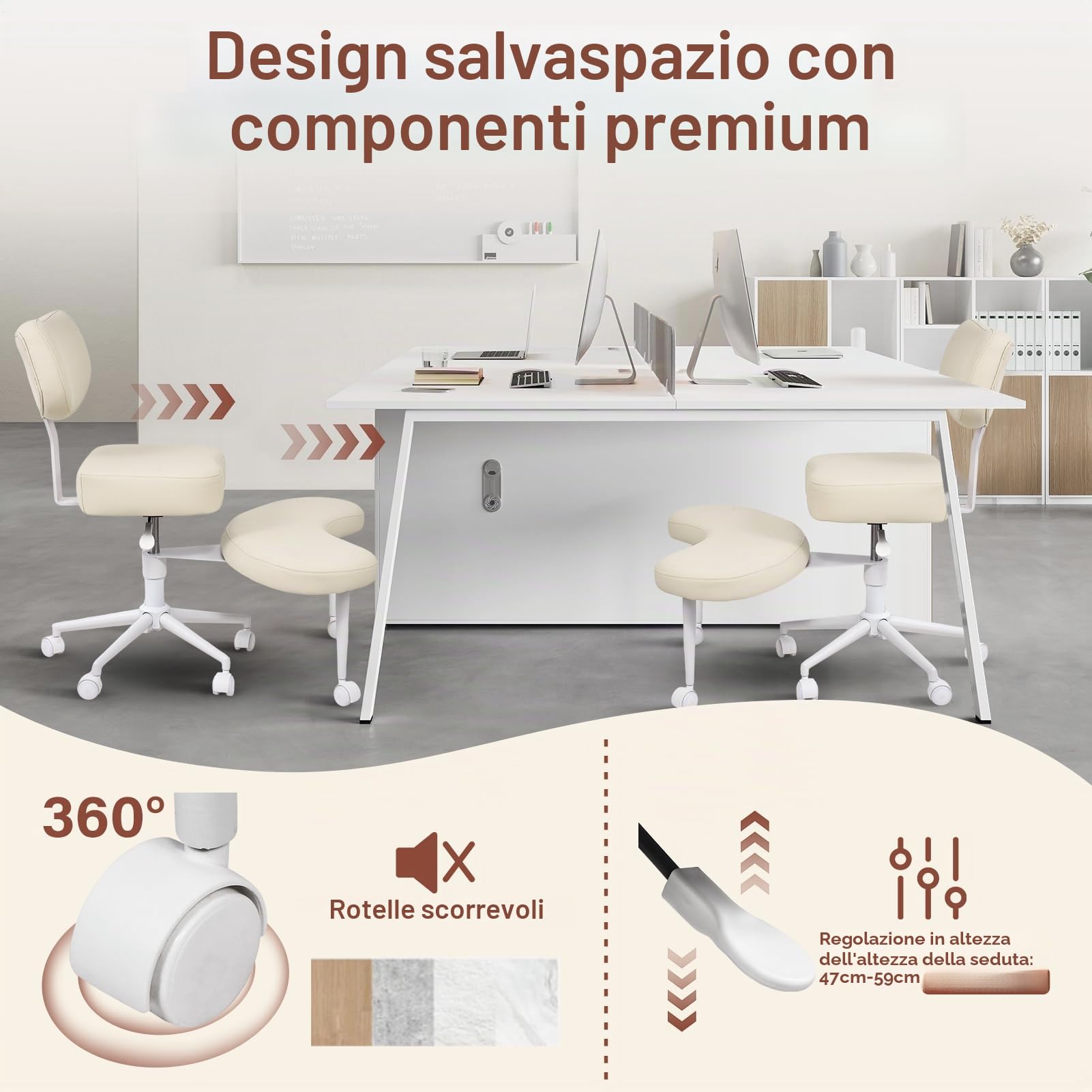 Nuova sedia da meditazione, sedia da ufficio con gambe incrociate e ADHD con ruote, supporto ergonomico per schiena e gambe, seduta regolabile in altezza per meditazione, home office, forte supporto