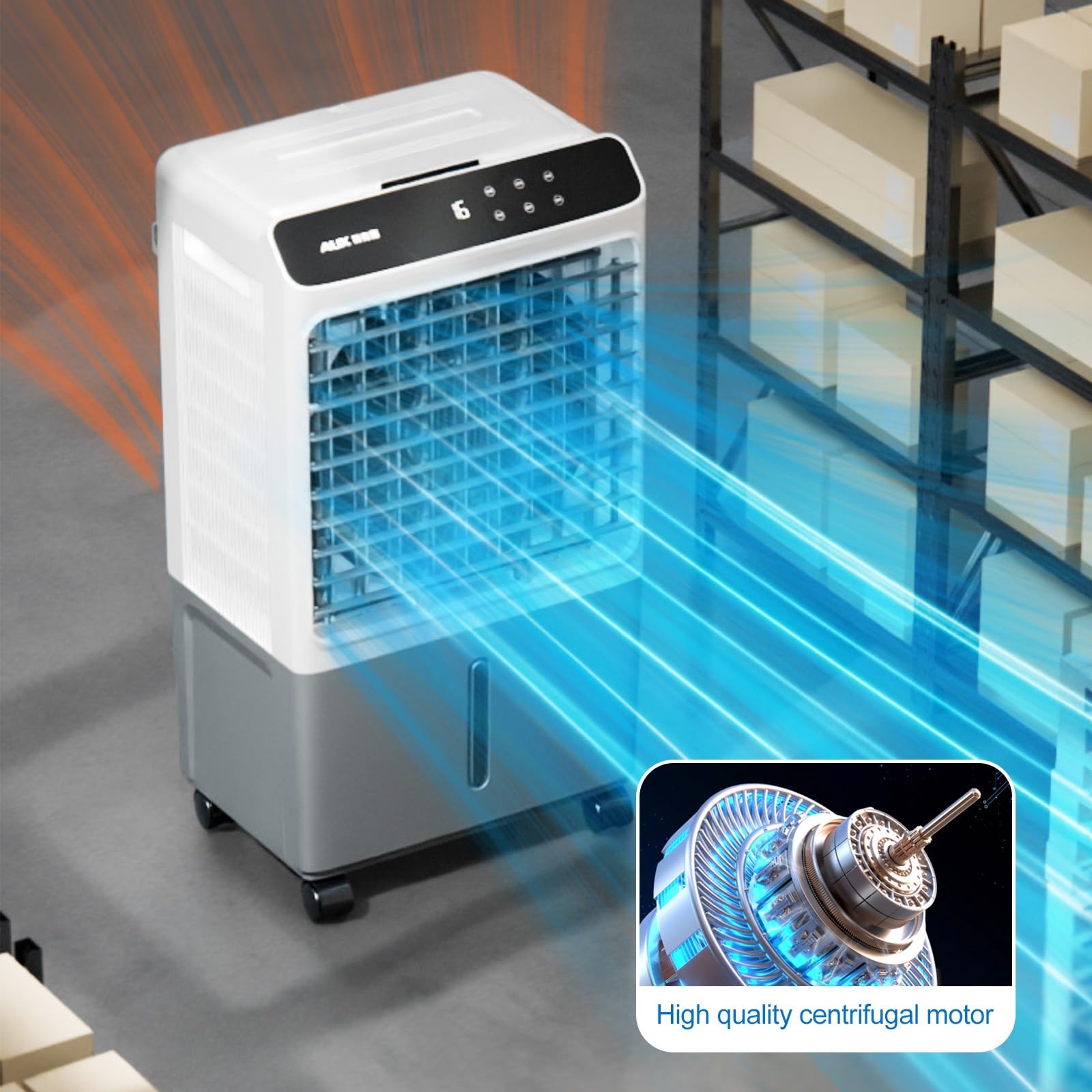 Climatiseur Mobile,Refroidisseur d'air évaporatif Portable avec réservoir d'eau de 40 L, Ventilateur et humidificateur 3 en 1 pour Chambre, Maison et Bureau