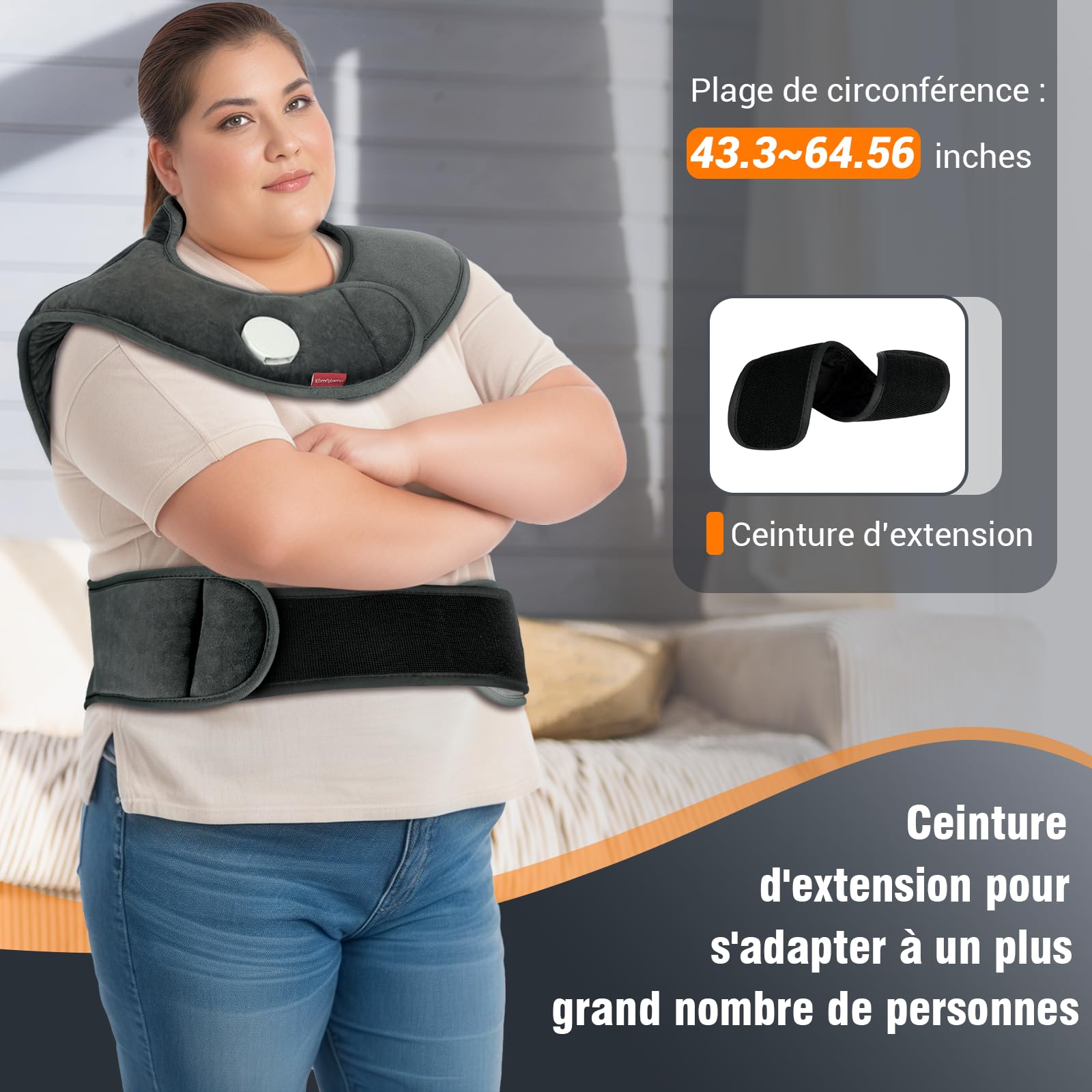 Comfytemp Infrarouge Lointaine Coussin Chauffant pour le Cou, le Epaules, le Haut du Dos, 2.5lb Couverture Chauffante 57x50cm, Chauffage Rapide avec 6 Niveaux de Chaleur et Arrêt Automatique, Lavable