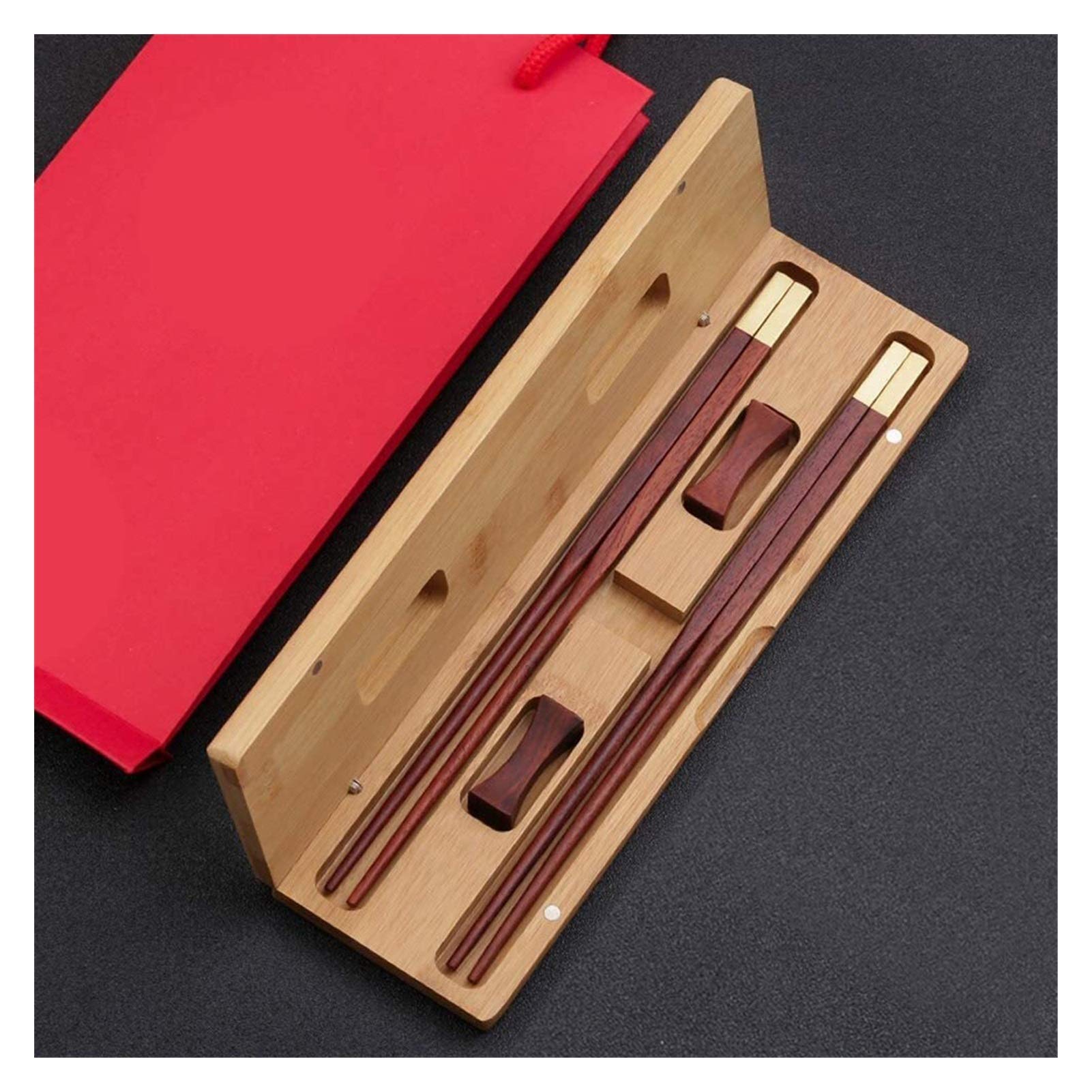 Wiederverwendbare Essstäbchen, spülmaschinenfest, chinesisches Essstäbchen, 2 Paar Essstäbchen aus Holz und Essstäbchenablage, spülmaschinenfeste Essstäbchen, lackfrei, wachsfrei, natürlich, gesund,