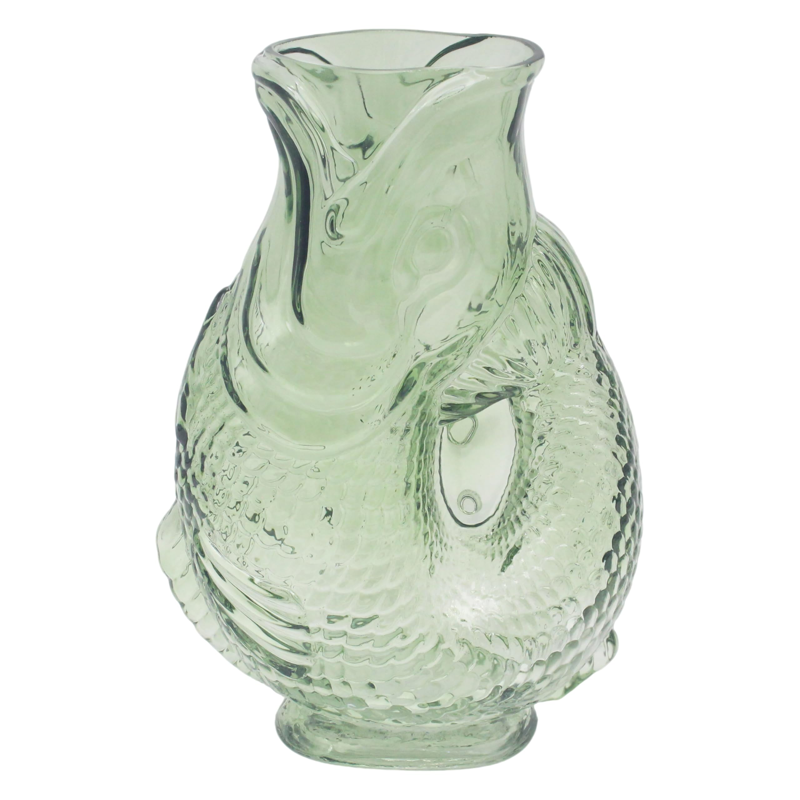 Glass Fish Flower Vase 24cm Green Home Decor Ornament Aesthetic Coastal Display