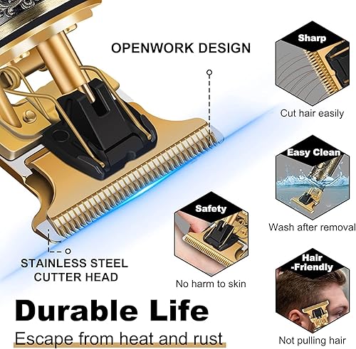 Miniatura 3 de Cortadora de pelo para hombre, inalámbrica, cortadora de pelo con hoja en T, kit profesional de corte de pelo y aseo recargable, kit de corte de