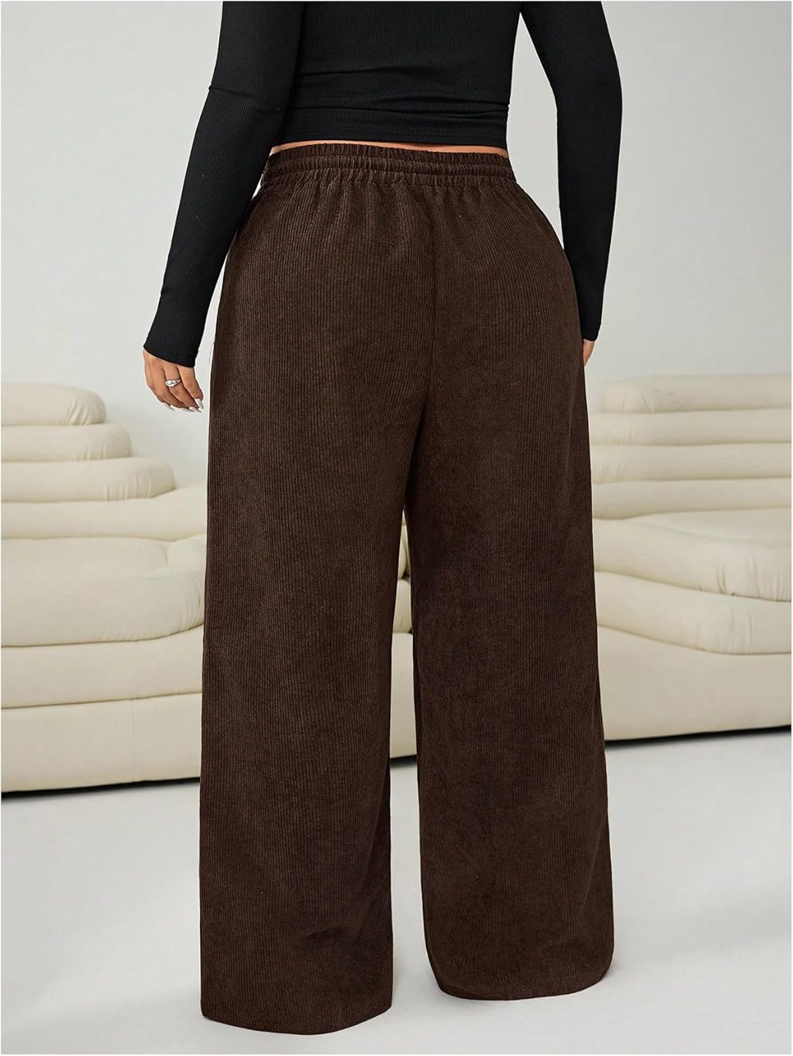Verdusa Women's Plus Size Wide Leg Work Pants Fall Clothes Casual Baggy Trousers with Pockets - Image 3