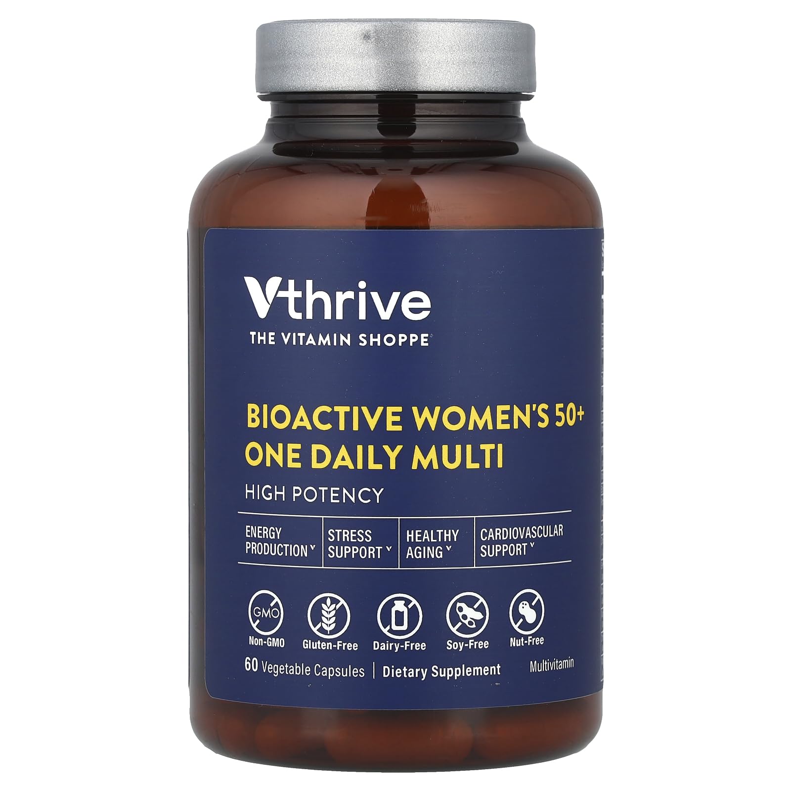 Once-Daily Bioactive Multivitamin for Women 50+ Supports Stress Relief, Healthy Aging, & Overall Wellness with Essential Nutrients & Antioxidants (60 Vegetarian Capsules)