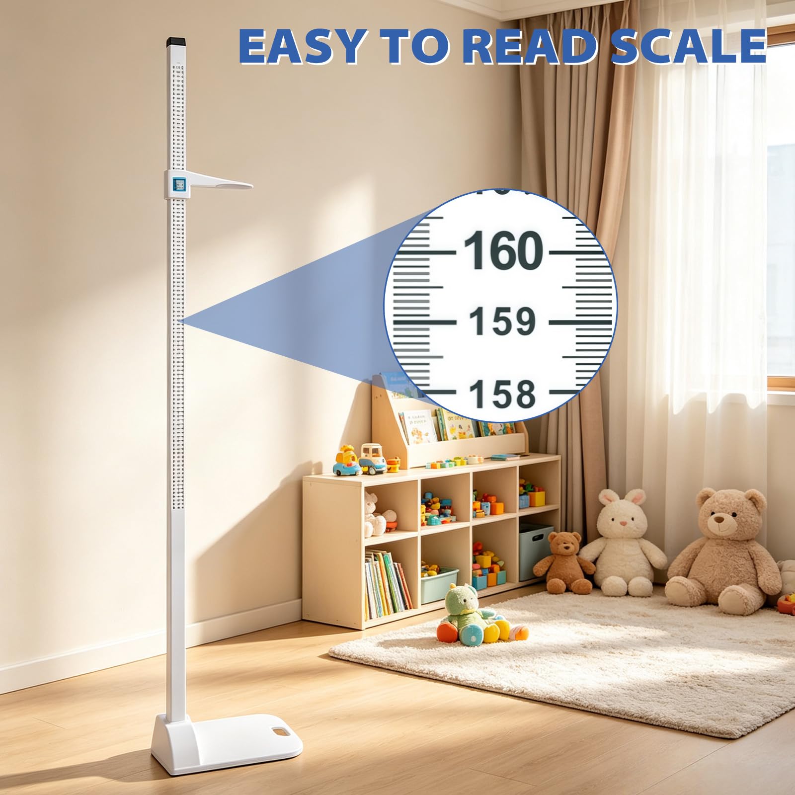 Tragbares Stadiometer 20–210cm Messlatte Höhenstange, Digitales Höhenmessgerät, Medizinisches Höhenmessgerät, Tragbares Stadiometer mit Dual Skala Display, für Zuhause
