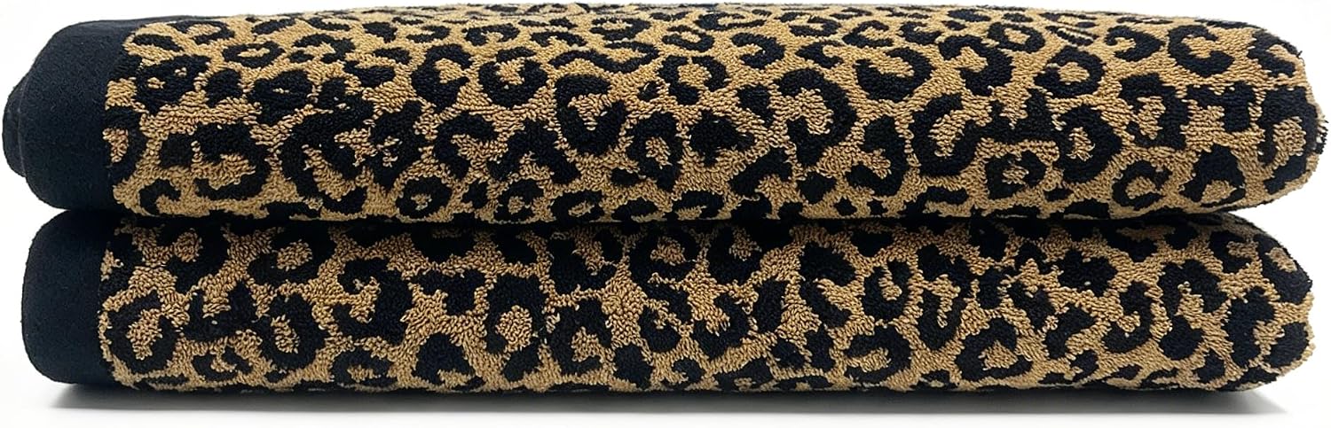 Luxury Leopard Hand Towel - Set of 2 - Soft Bath - Hand Towels – Ultra-Absorbent & Quick-Dry Cotton Towels for Bathroom, Spa & Hotel Quality Comfort (Tan, Hand Towel)