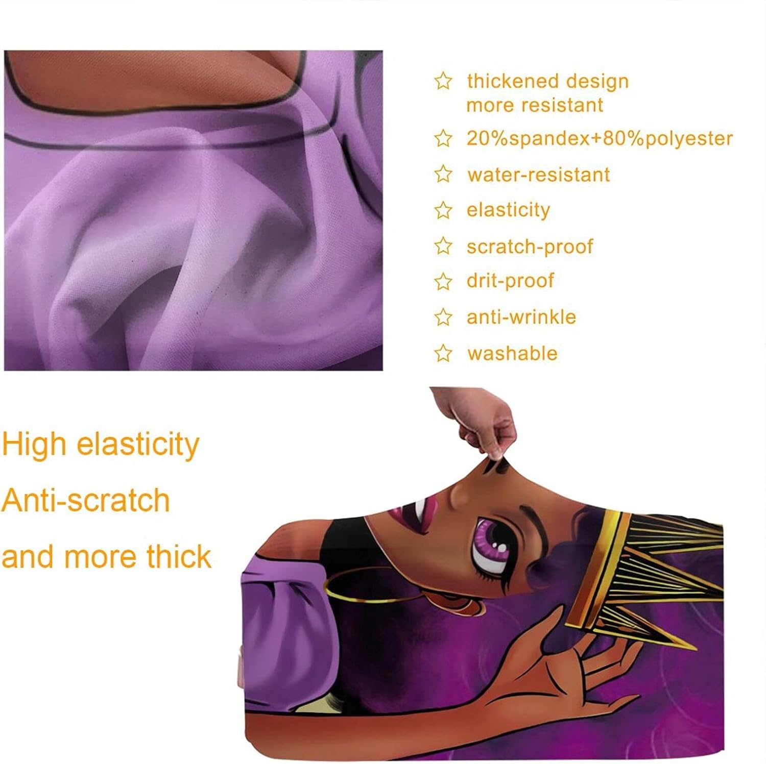 review EZYES Afro Woman Luggage Cover Black Girl Travel Suitcase Protector Elastic Protective Washable Baggage Cover With Concealed Zipper Fits S 18-21 In