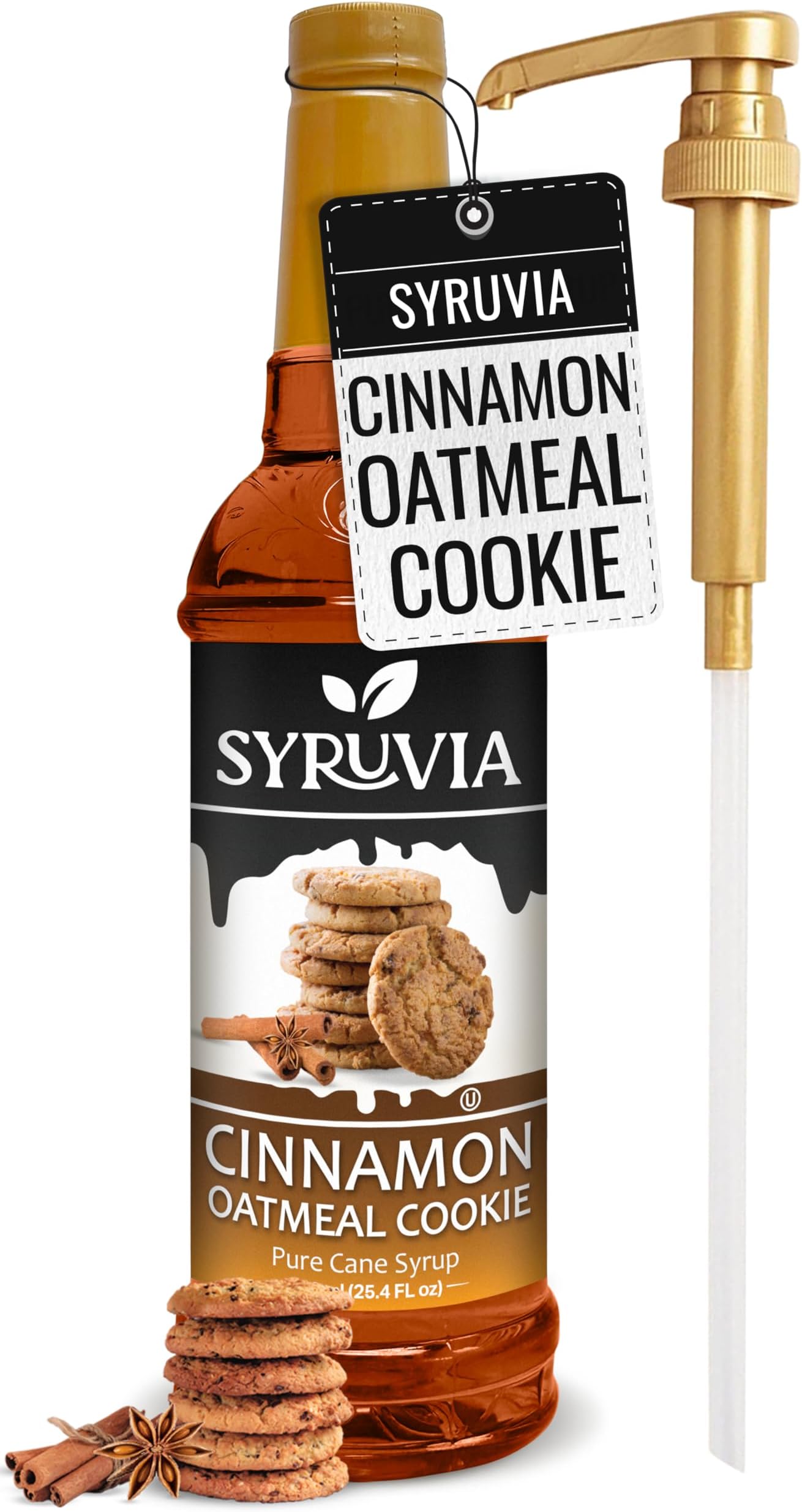 Coffee Syrup, Cinnamon Oatmeal Cookie Flavored Syrup for Drinks, Lattes, and Desserts – 25.4 fl oz, With Pump