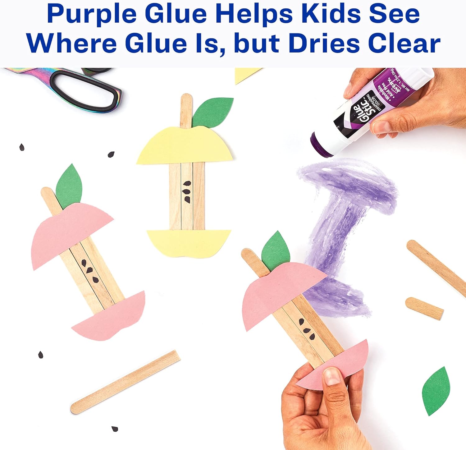 Avery Glue Stic, Disappearing Purple, Washable, 1.27oz, 6 Glue Sticks, 2-Pack, 12 Total (10222)