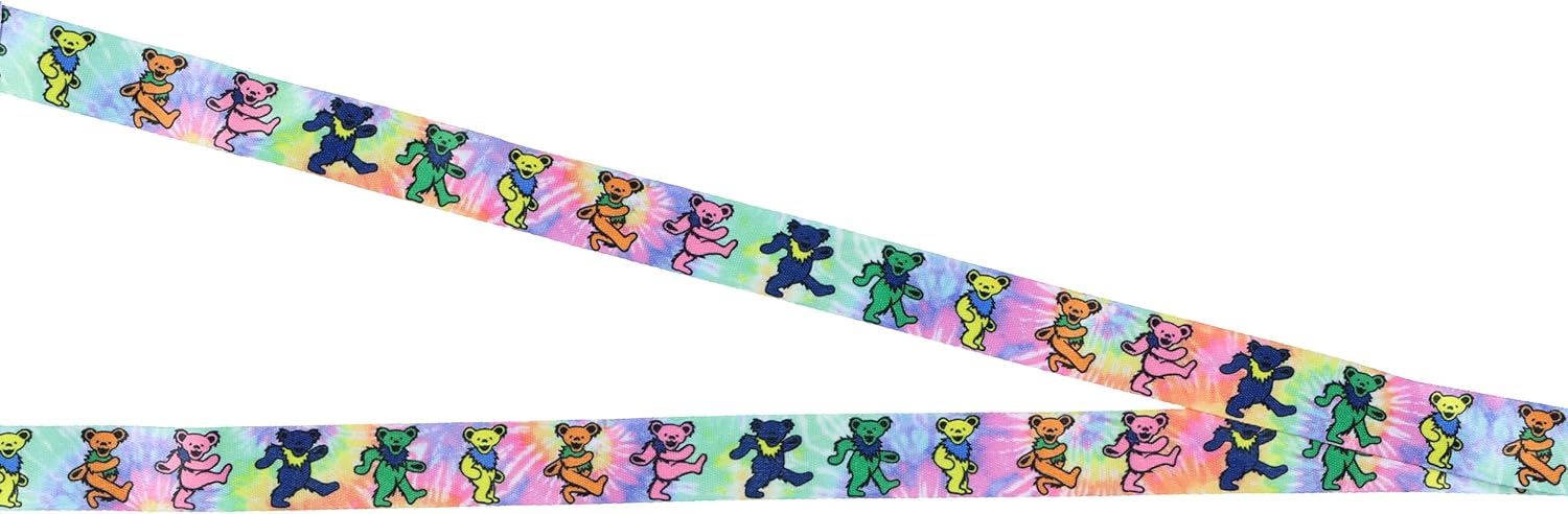 Grateful Dead Lanyard Tie-Dye Dancing Bears Clear ID Badge Holder Keychain (Pack of 2)