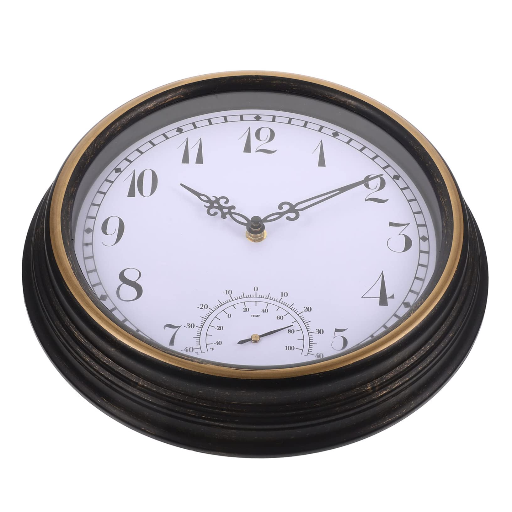 Horloge murale avec thermomètre PRETYZOOM en plastique pour intérieur et extérieur
