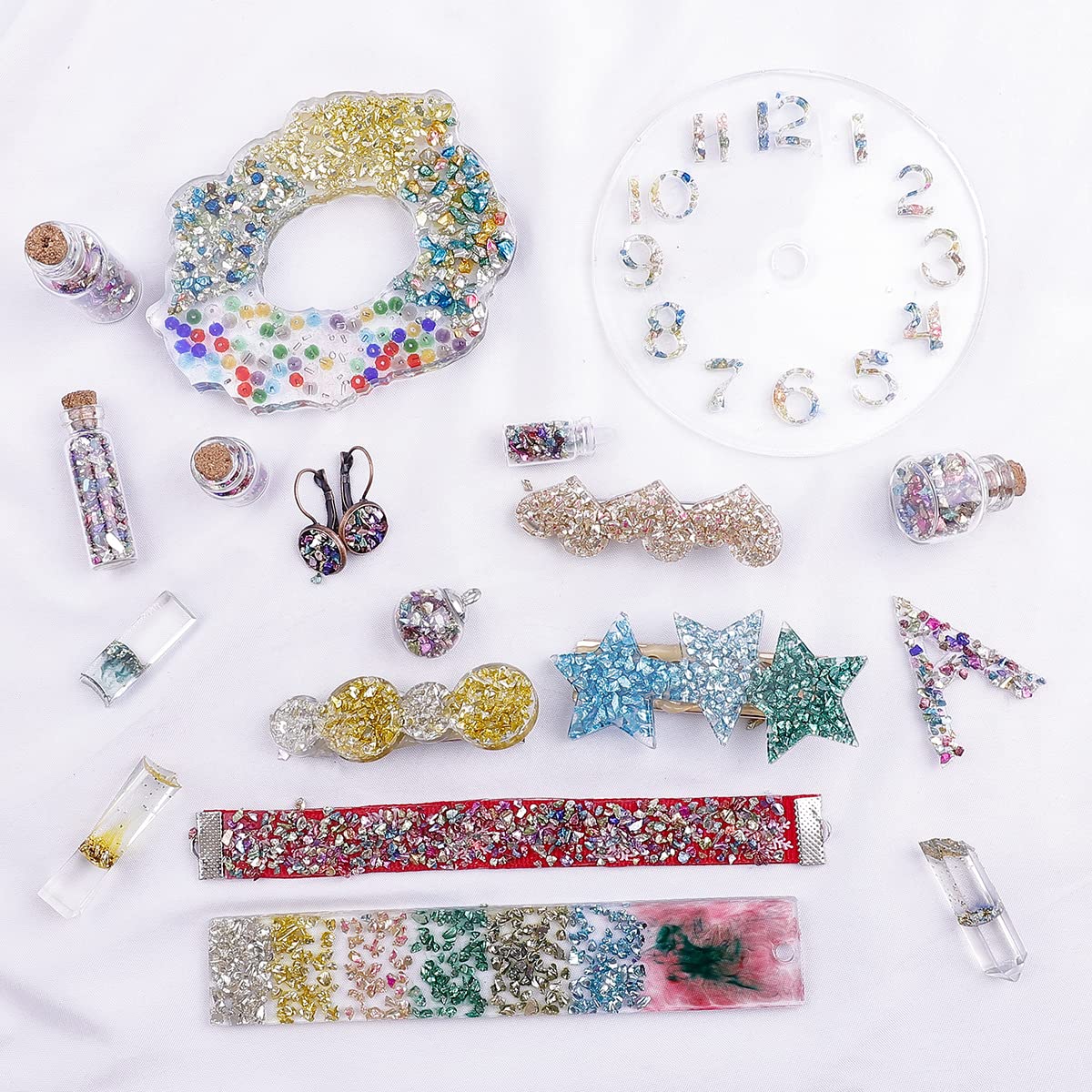 Pietre In Vetro Frantumato Uoeo 1-2mm Con Brillantini, 12 Colori, 2 Confezioni Per Nail Art E Resina Epossidica