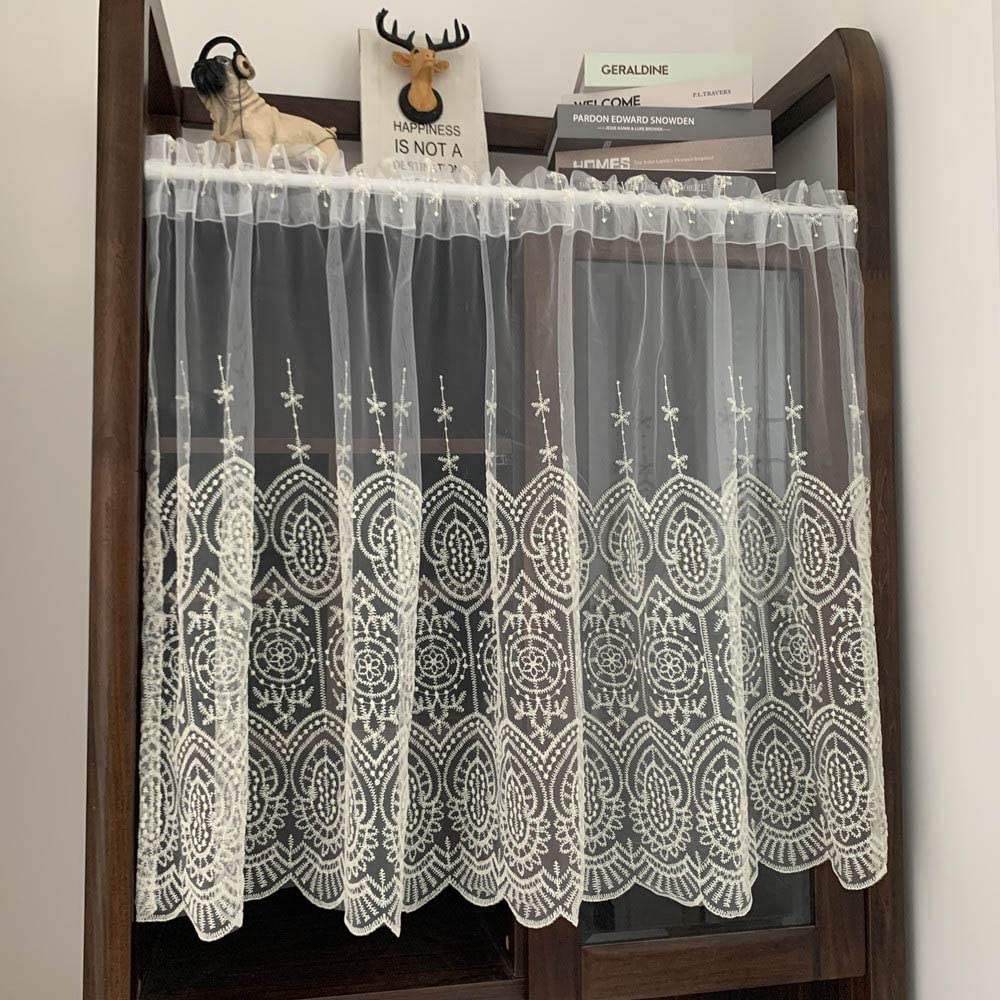 Media cortina de tul para la cocina, ideal para decorar ventanas con elegancia europea