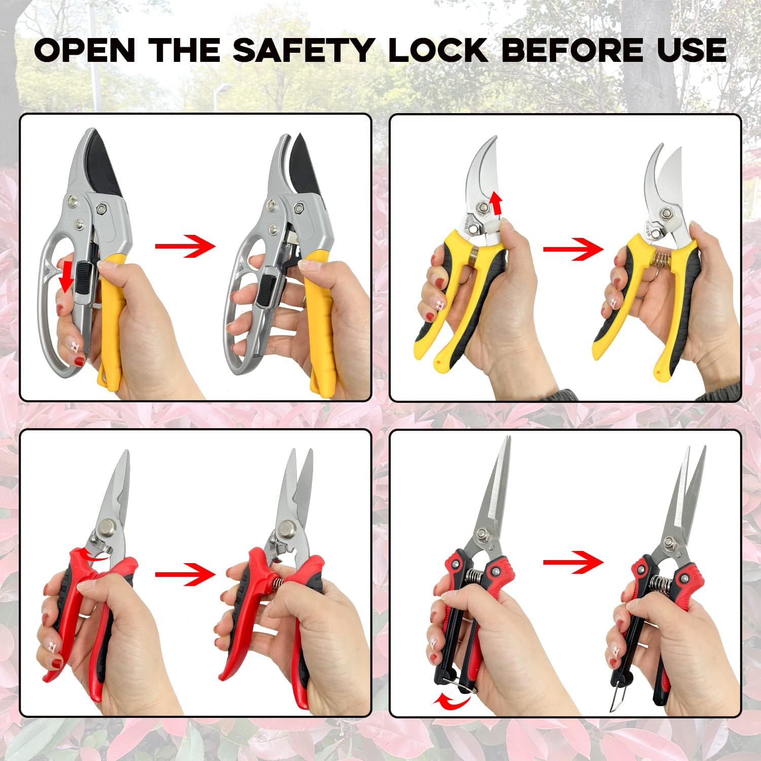 Sutekus 4 Pack Garden Pruning Set Shears Hand Pruners Bypass Pruning Shears Clippers Garden Trimmer Scissors Kit With Case