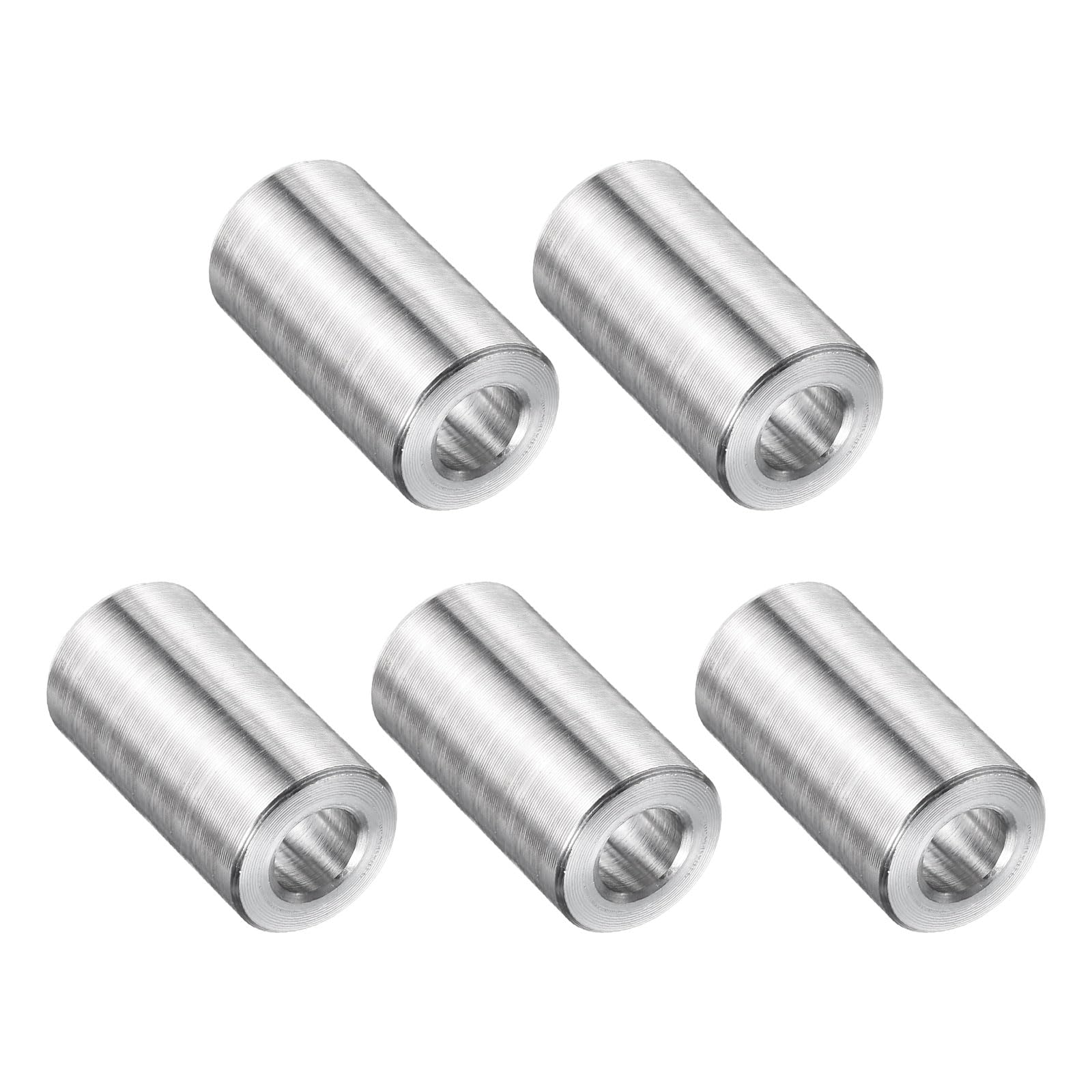uxcell 5 Pcs Stainless Steel Spacer 1/4" Bore x 1/2" OD x 3/4" Length Screw Bushing Plain Finish Round Metal Spacer for 1/4" Screws Bolts and Rods