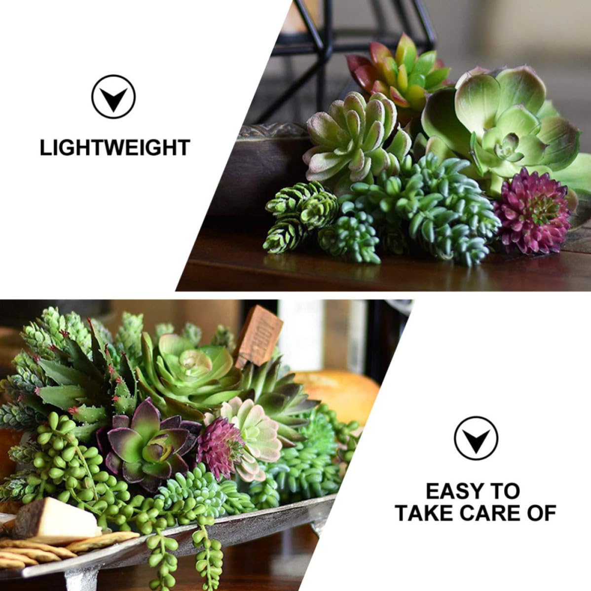 Succulentes Artificielles Décoratives Ambiance Noël 14 Pièces Vert PVC PE | Légères, sans Entretien Quotidien, sans Décoloration, pour Photo Props, Petit Jardin D’Garçon et Filles, Usage DIY
