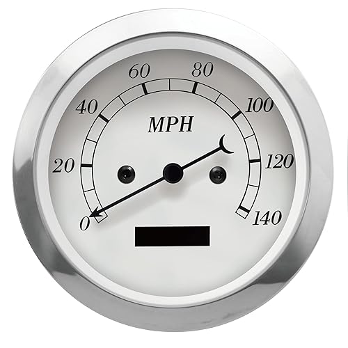 Miniatura 9 de MOTOR METER RACING Classic Series 3.346 in 3-38" Velocímetro mecánico cuentakilómetro analógico 0-140 mph, esfera blanca, aguja roja, iluminación de