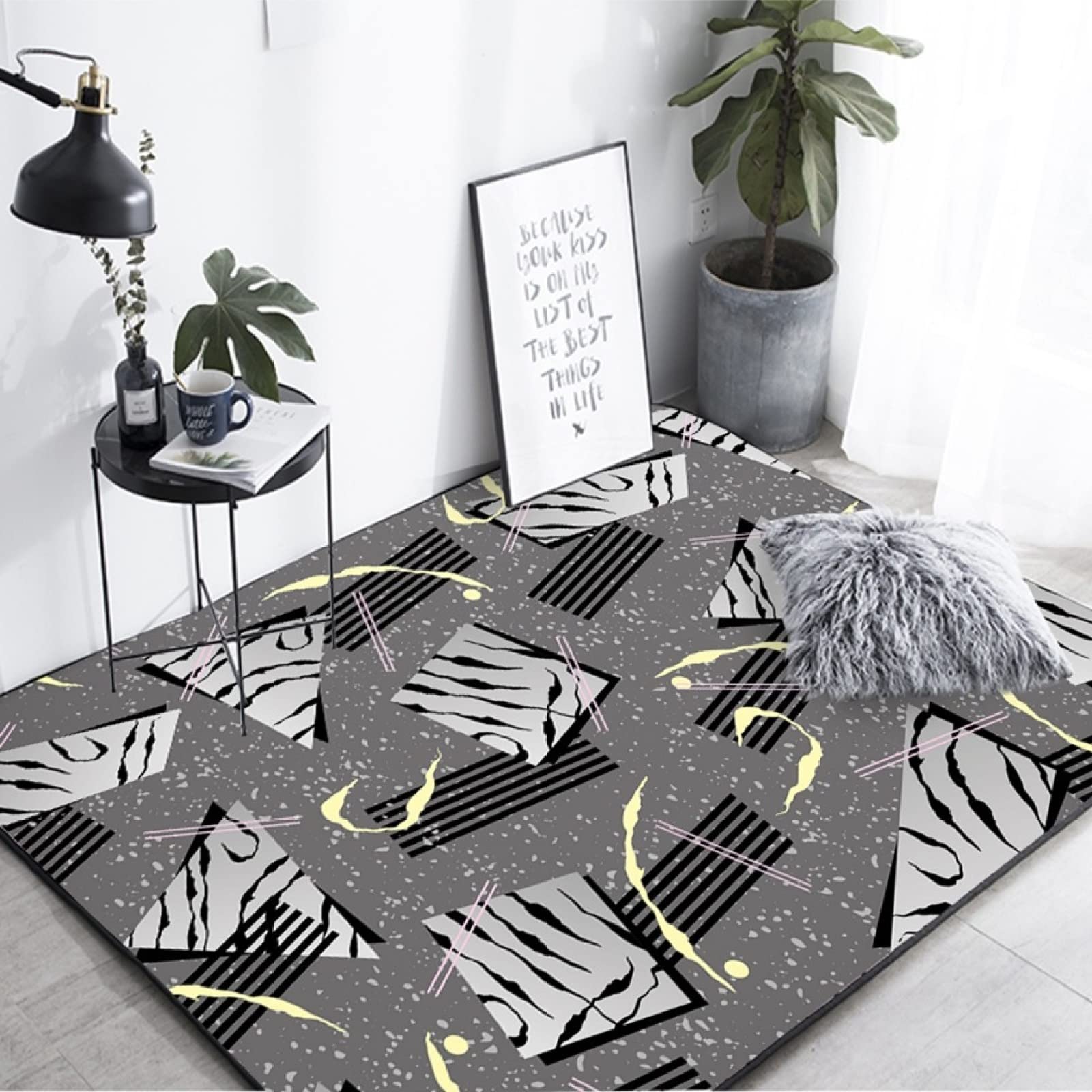 Tapis lavable et antidérapant style nordique 120x160 cm anti-salissure