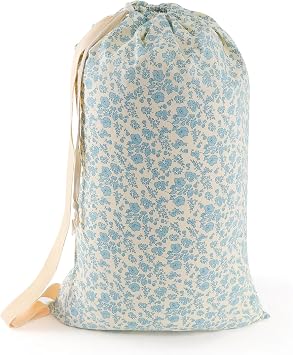 Laundry Bag, Dirty Backpack Laundry Bag For College Travel Laundromat Apartment, With Handles 29" X 18" Blue Florals