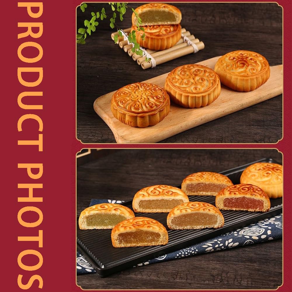 Phuumy 1.76lb Authentic Mooncakes With a Delicious Tiramisu Twist，Asian Snacks With Durian, Moon Cake Mix For Irresistible Moon Cakes 8Pcs