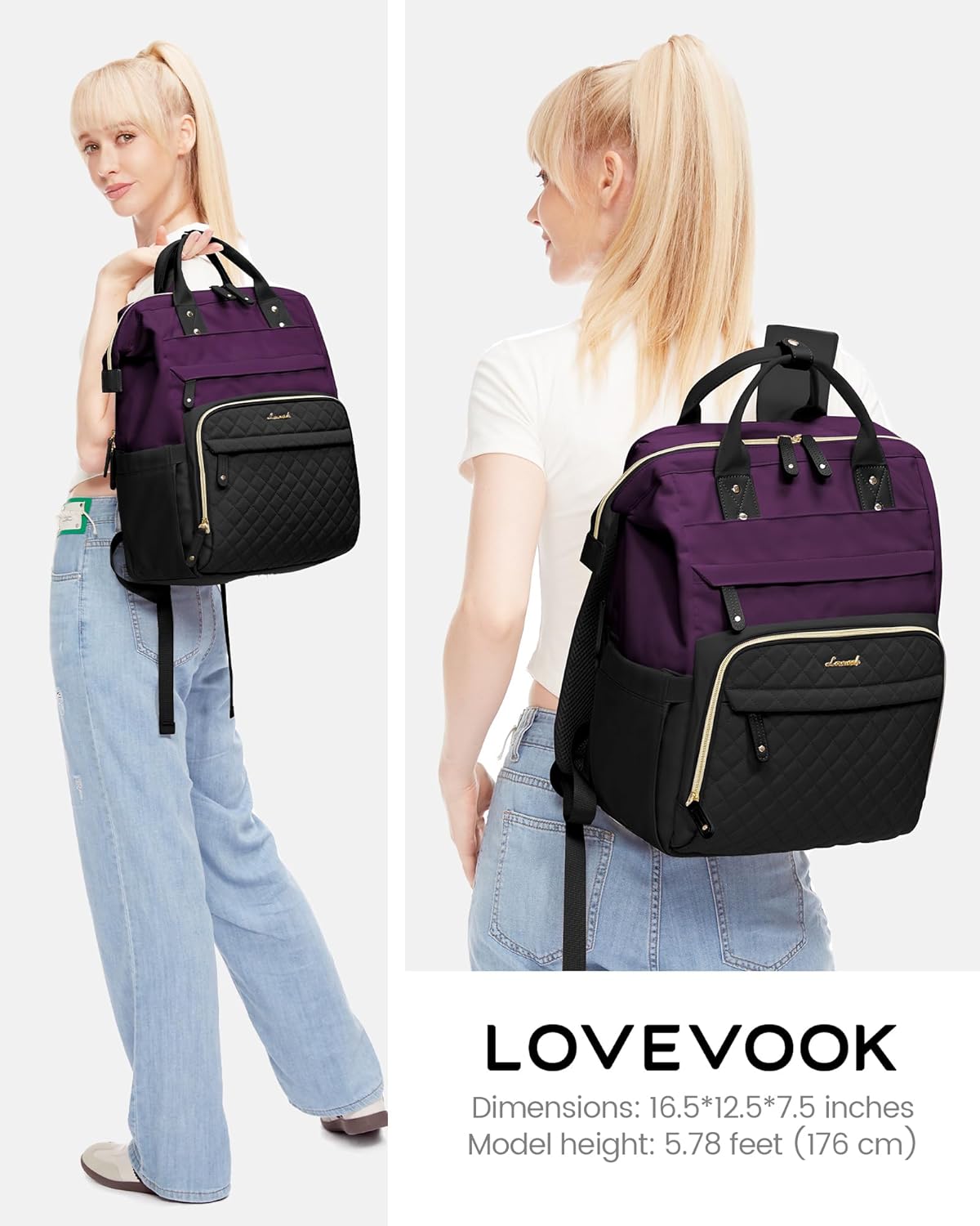 LOVEVOOK Laptop Backpack for Women, 15.6'' Waterproof Nurse Bag Teacher Work Backpack Purse for Women, Travel Computer Backpack for College Office Business Ladies - Image 4