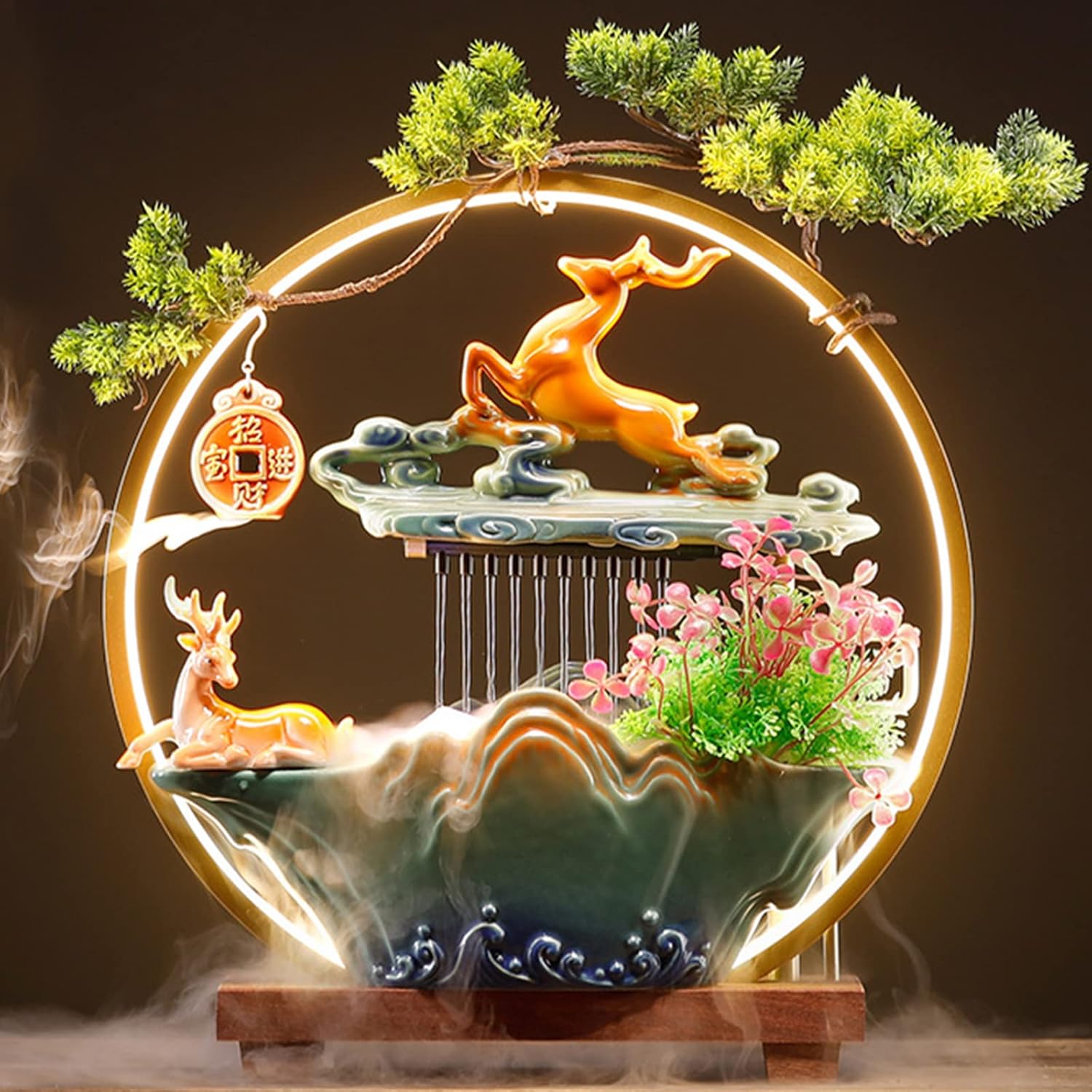 HSINYA Buck Tabletop Water Fountains Indoor Waterfall with