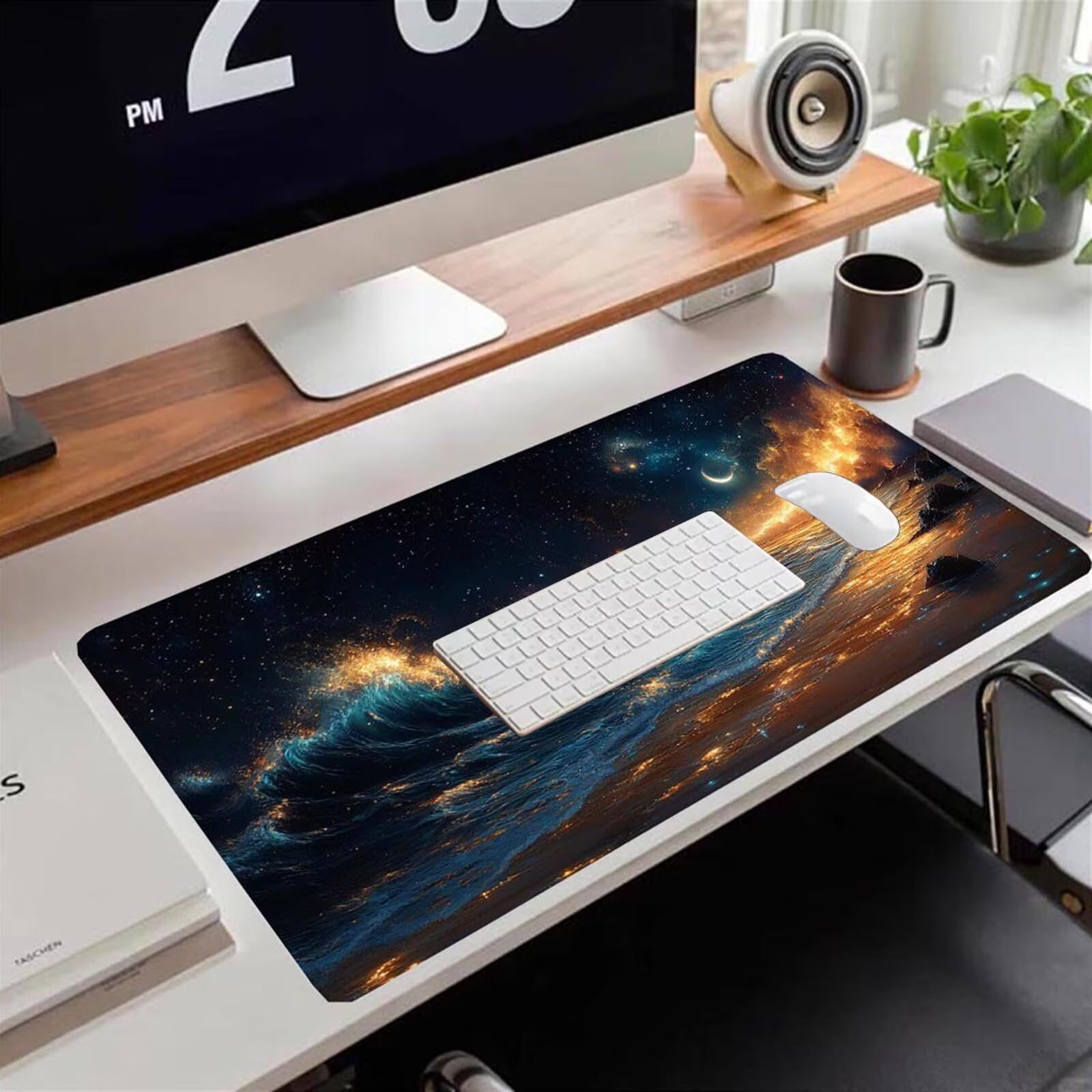 Gamingowa podkładka pod mysz 1200 x 600 x 3 mm, XXL, wodoszczelna, odporna na ścieranie, z przyszytymi krawędziami, czarna, podkładka na biurko, poprawia prędkość i precyzję pod laptopa, komputer