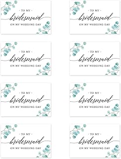 Andaz Press Wedding Day Gift Cards Set with Envelopes Set of 8 Eucalyptus Leaves to My Bridesmaid On My Wedding Day Cards Bridesmaid Gifts for Wedding Day Thank You Card Pack 4 x 6-Inch