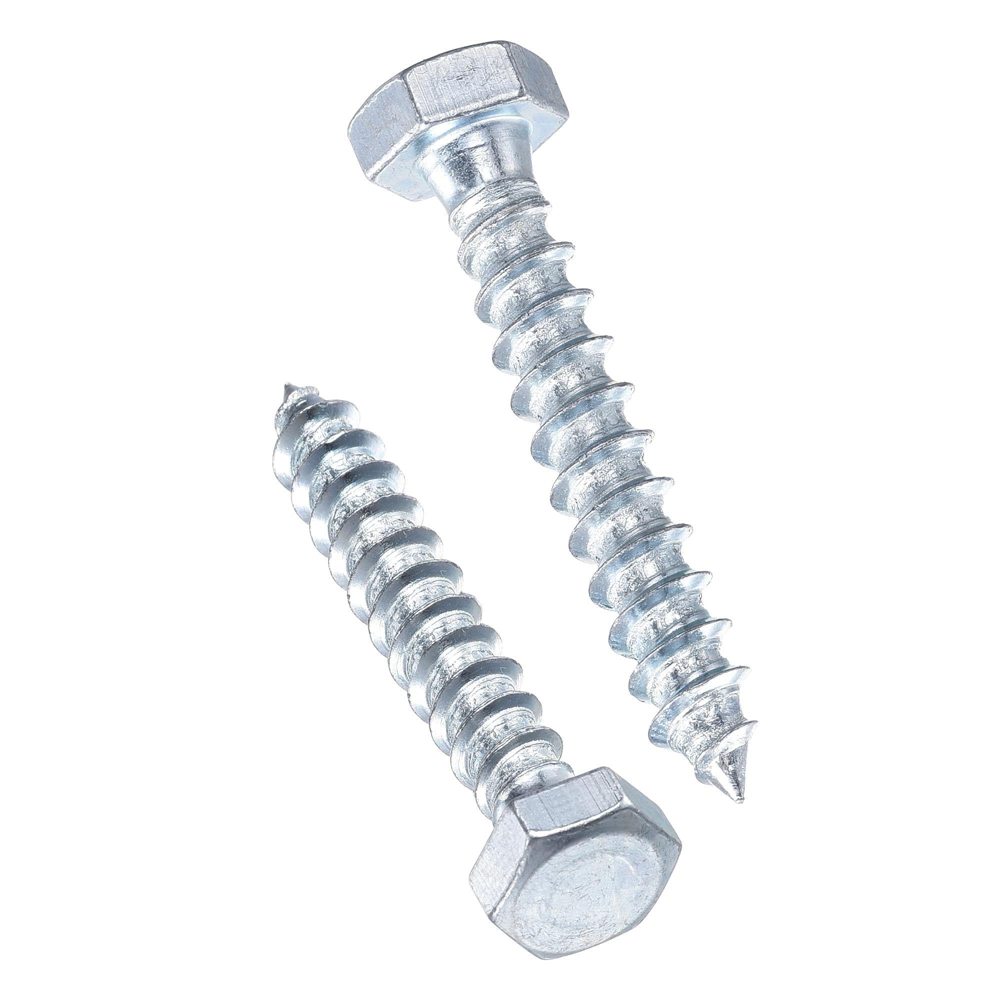 TA-VIGOR 25Pcs Coach Screws, M8 x 60mm Hex Head Lag Bolts, Carbon Steel Zinc Plated Sleeper Concrete Wood Screw Hexagon Lag Full Thread Self-Tapping Bolts for Outdoor Use in Decking, Fencing