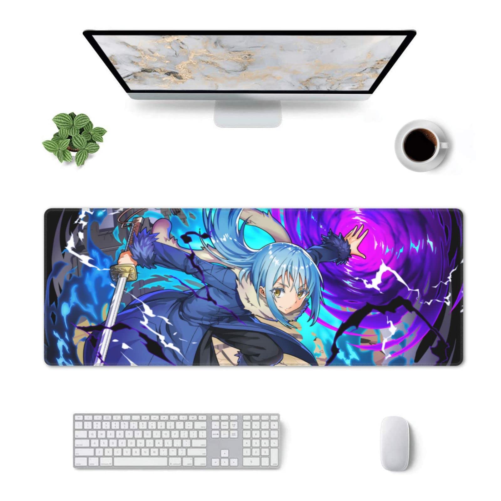 Anime That Time I Got Reincarnated as a Slime Mouse Pad Rimuru Tempest Anime Large Non-Slip Gaming Mouse Pad for Office Game Home 31.5x11.8 inch - One Size Black2