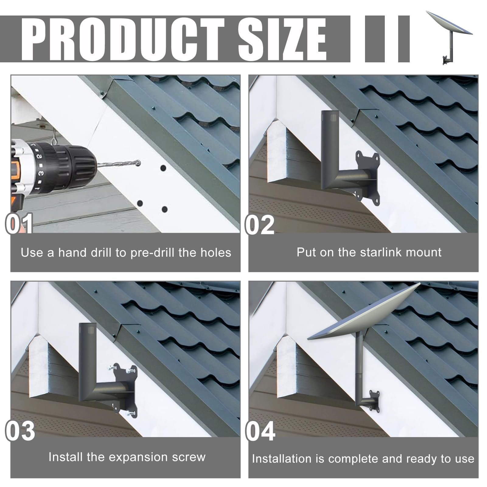 Support de parabole satellite, mât d'antenne support de tube pour parabole, support mural pour antenne satellite, support mural extérieur, accessoire (A)