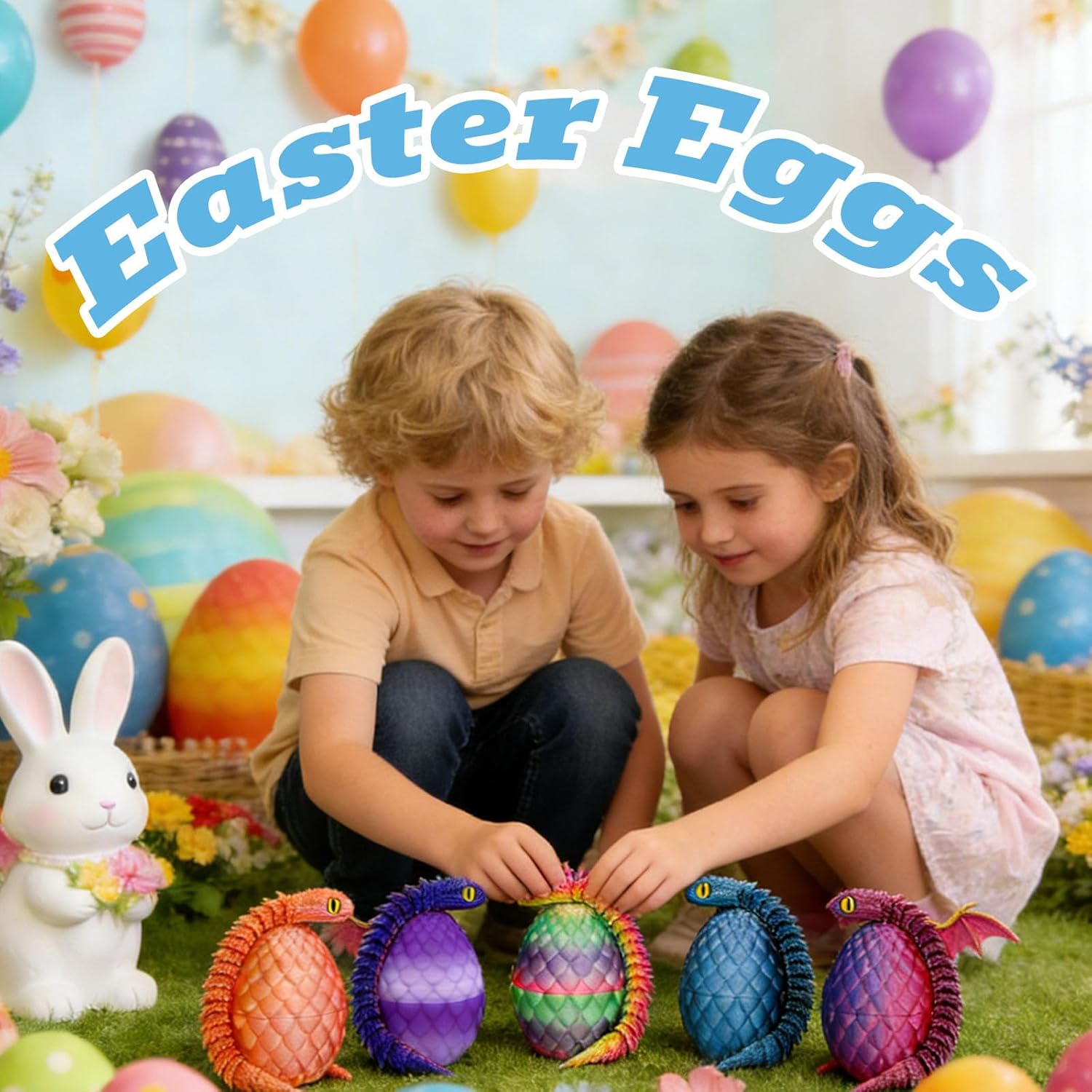 18PCS 3D Printed Snake Toy, Easter Basket Stuffers Mini Mystery Crystal Egg Fidget Toy, 3D Printed Animals Unique Easter Basket Essentials for Kids,Party Favors for Kids 8-12 (18PCS-B)