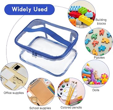 3 Pcs Toy Storage Bags, Clear Toy Zipper Organiser Bags with Handle