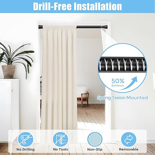 Miniatura 5 de AIZESI Barra de cortina de ducha pequeña ajustable de 34 a 59 pulgadas, nunca se oxida y antideslizante, barra de ducha corta sin perforaciones,