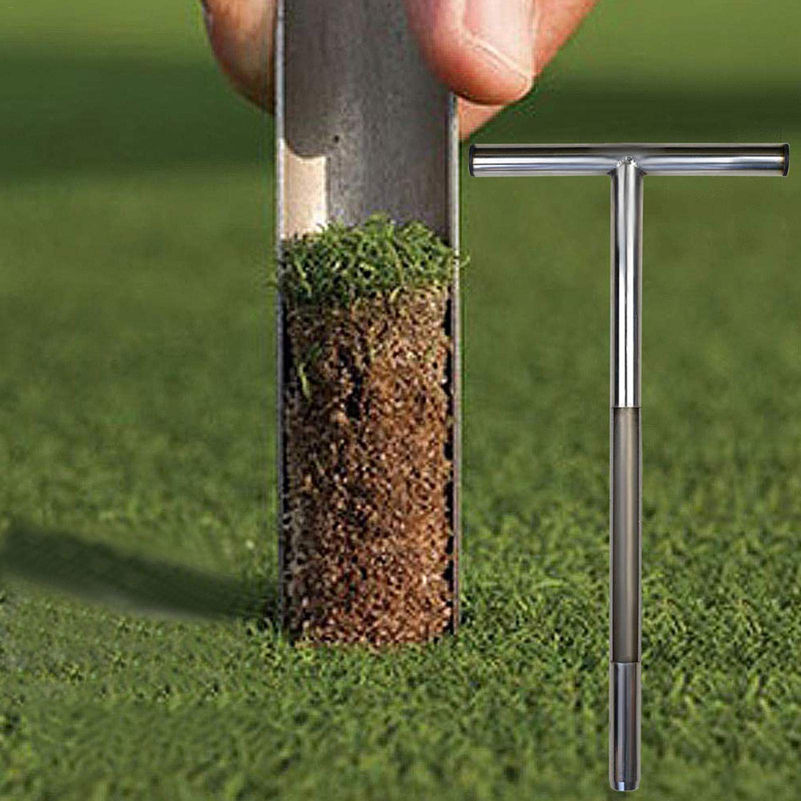 Bodenprobennehmer Edelstahl, T-förmiger Bodenproben Sonde, Bodenprobe Sonde Rasenpflegewerkzeug Für Golfplätze, Golfzubehör, Garten, Bauernhof, Rasen, Drinnen Und Draußen