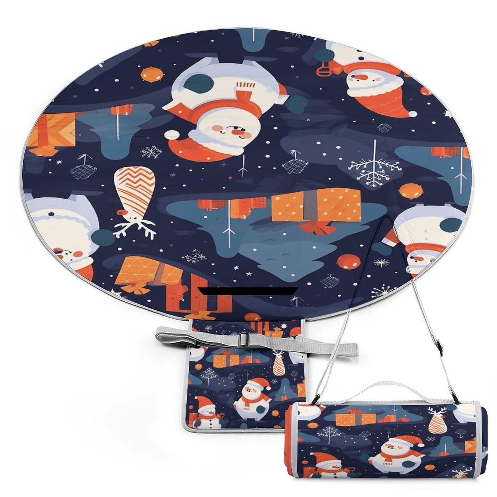 Couverture de pique-nique avec motif bonhomme de neige - Tapis d'extérieur imprimé pour plage, camping, fête